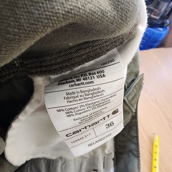 Carhartt Cargo Shorts Mens Size 36 Green Canvas Relaxed Fit Work Casual Utility - Picture 4 of 11